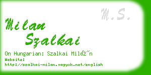 milan szalkai business card